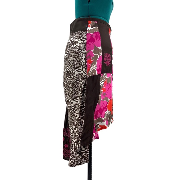 D.E.P.T. NWOT Brown and Pink Patchwork Style High Low Midi Skirt, XS - Picture 7 of 16